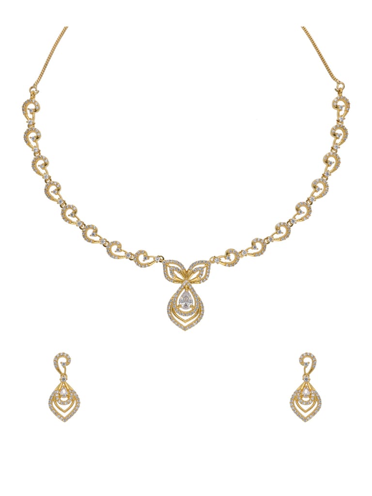 AD / CZ Necklace Set in Gold finish - RRM60166