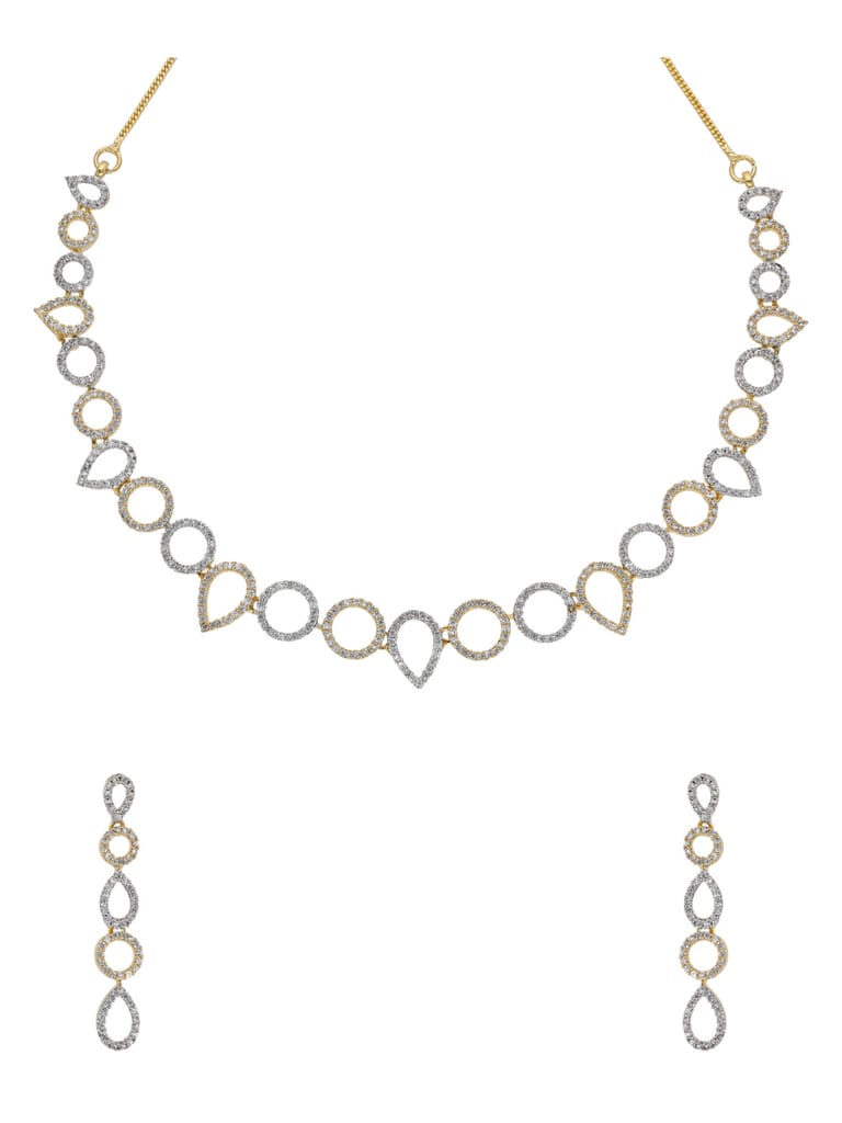 AD / CZ Necklace Set in Two Tone finish - RRM70151