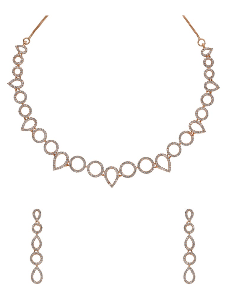 AD / CZ Necklace Set in Rose Gold finish - RRM70151