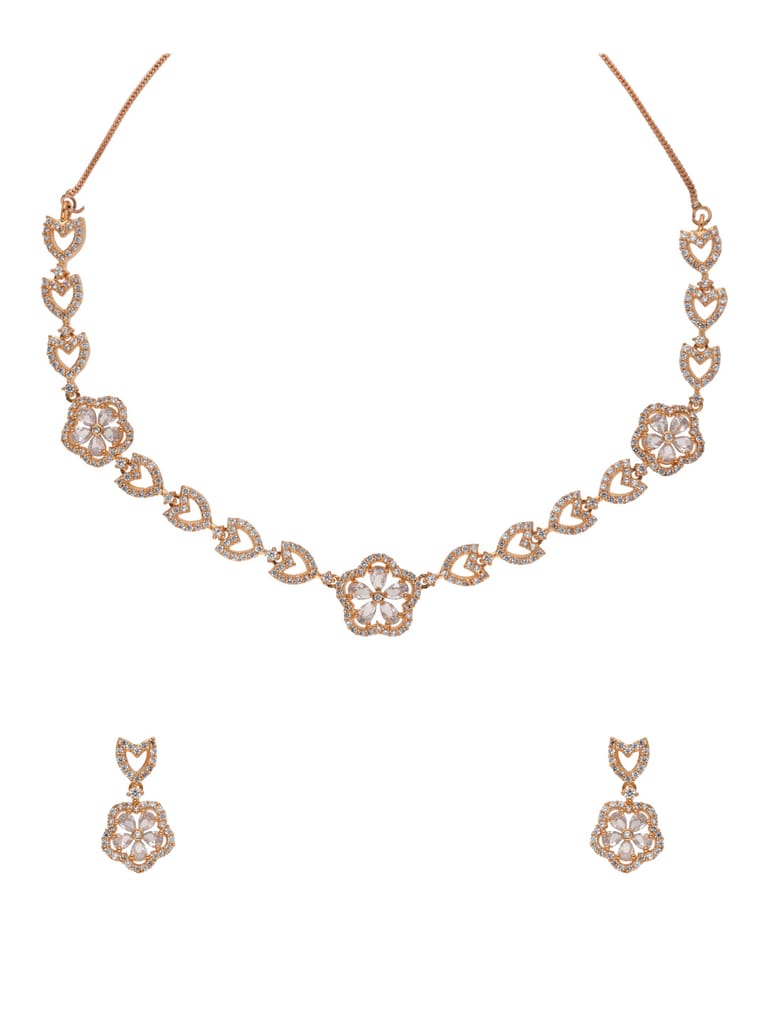 AD / CZ Necklace Set in Rose Gold finish - RRM60146