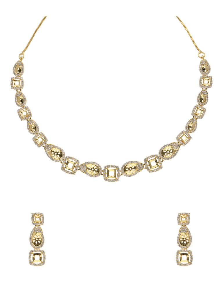AD / CZ Necklace Set in Gold finish - RRM70142