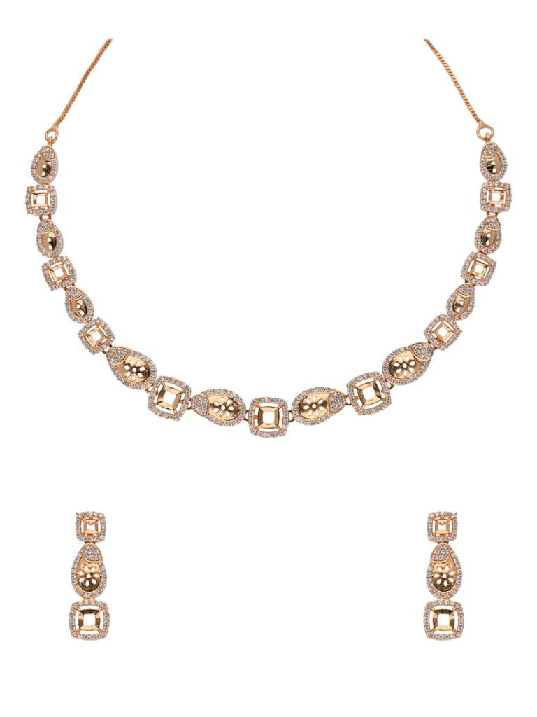 AD / CZ Necklace Set in Rose Gold finish - RRM70142