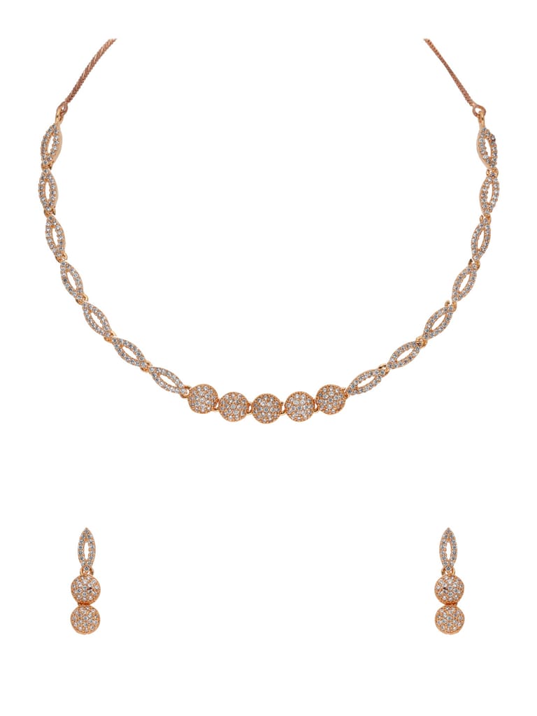 AD / CZ Necklace Set in Rose Gold finish - RRM60143