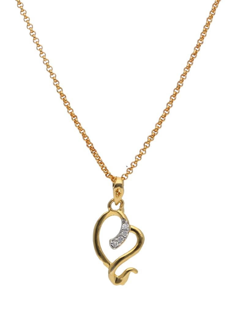AD / CZ Heart Shape Pendant with Chain - PPP53