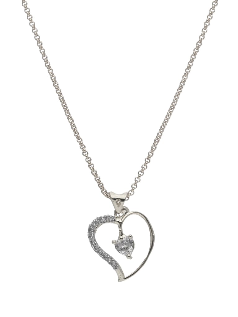 AD / CZ Heart Shape Pendant with Chain - PPP69