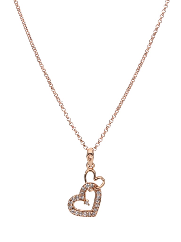 AD / CZ Heart Shape Pendant with Chain - PPP81