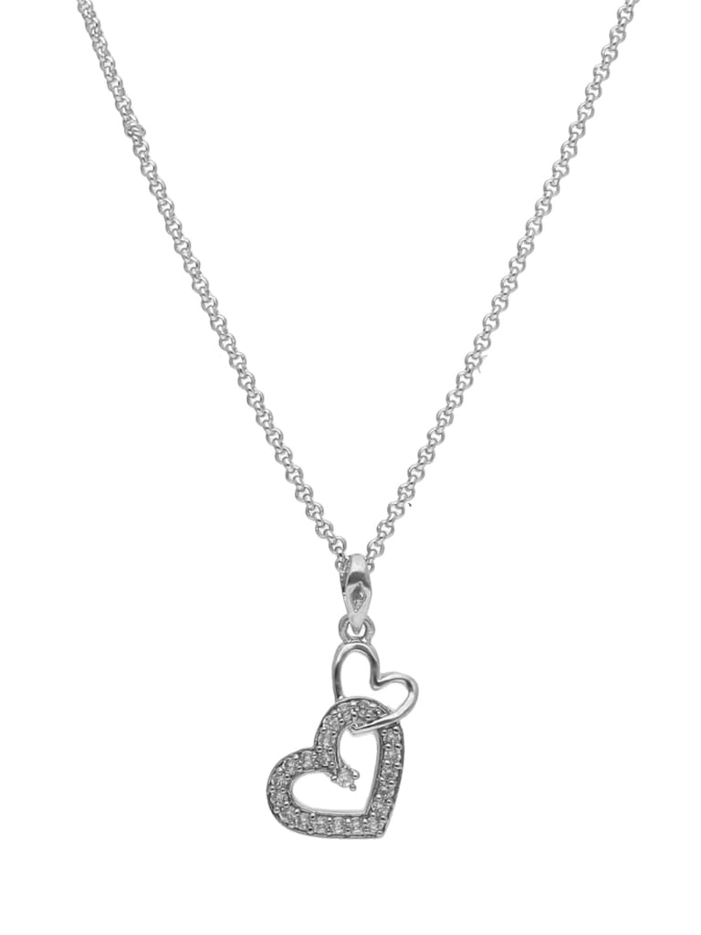 AD / CZ Heart Shape Pendant with Chain - PPP81