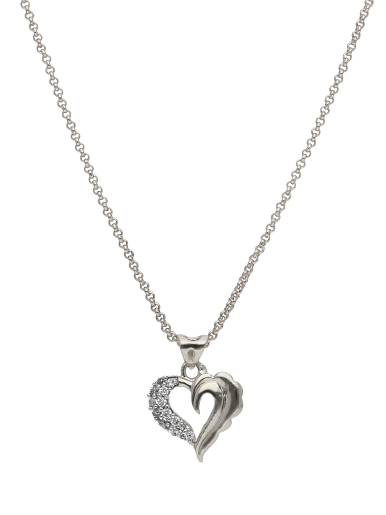 AD / CZ Heart Shape Pendant with Chain - PPP7