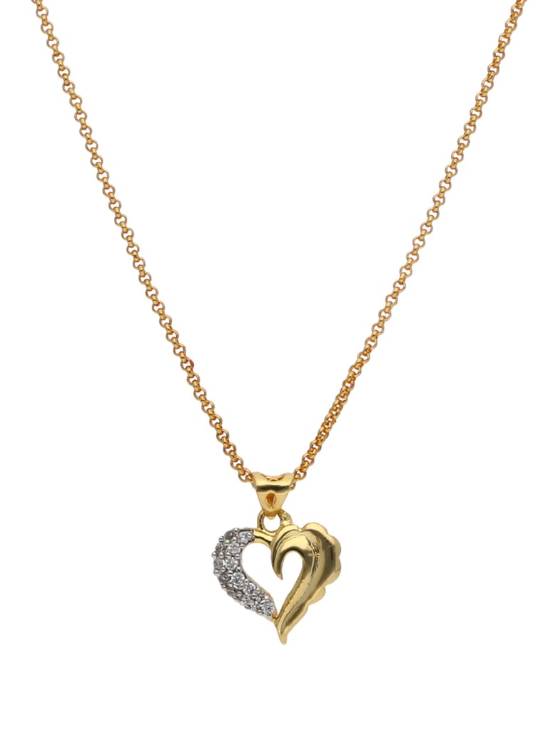 AD / CZ Heart Shape Pendant with Chain - PPP7