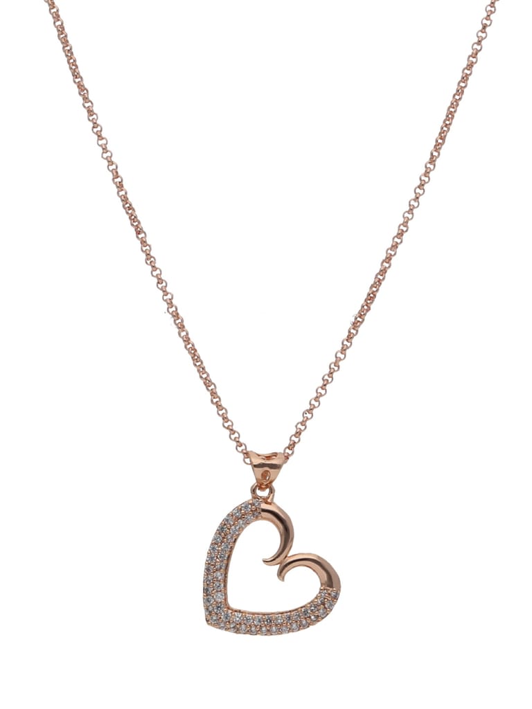 AD / CZ Heart Shape Pendant with Chain - PPP288