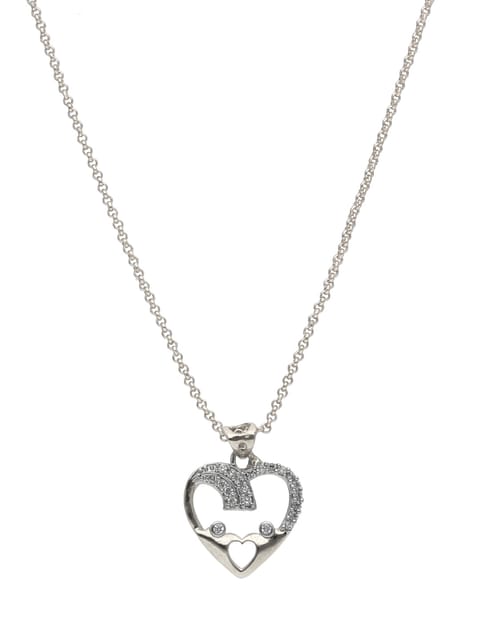 AD / CZ Heart Shape Pendant with Chain - PPP79
