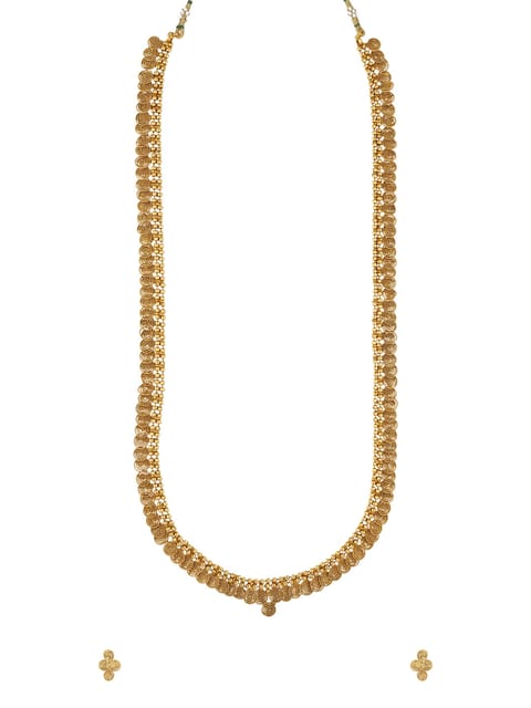 Antique Long Necklace Set in Gold finish - PRT4499
