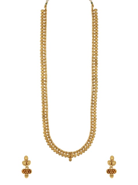 Antique Long Necklace Set in Gold finish - PRT4501