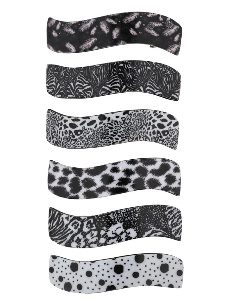Printed Hair Clip in Black & White color - KINP1C
