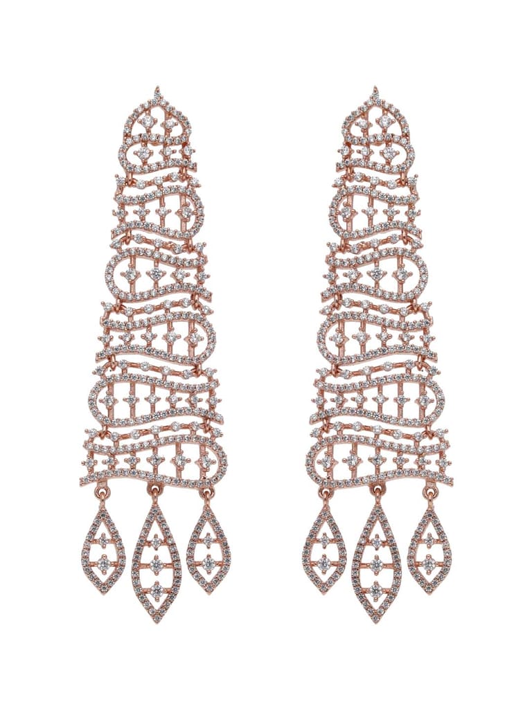 AD / CZ Long Earrings in Rose Gold finish - RRM8041