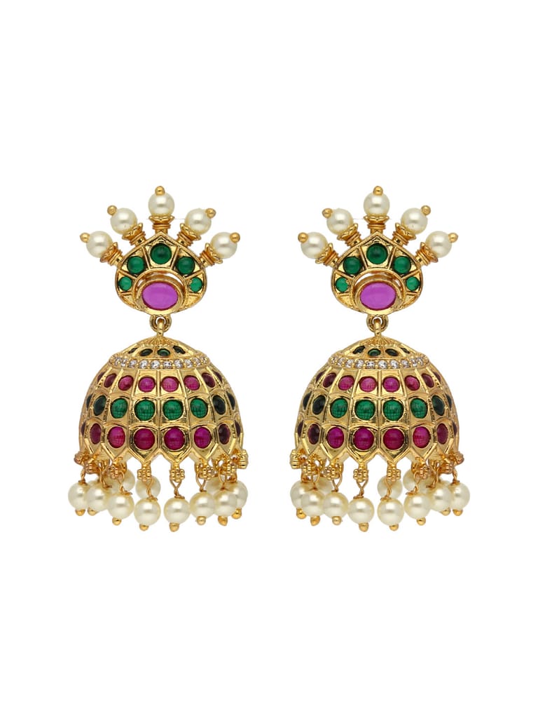 Traditional Jhumka Earrings in Gold finish - ABN29