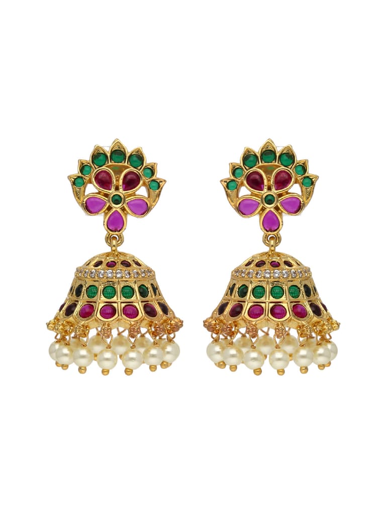 Traditional Jhumka Earrings in Gold finish - ABN37