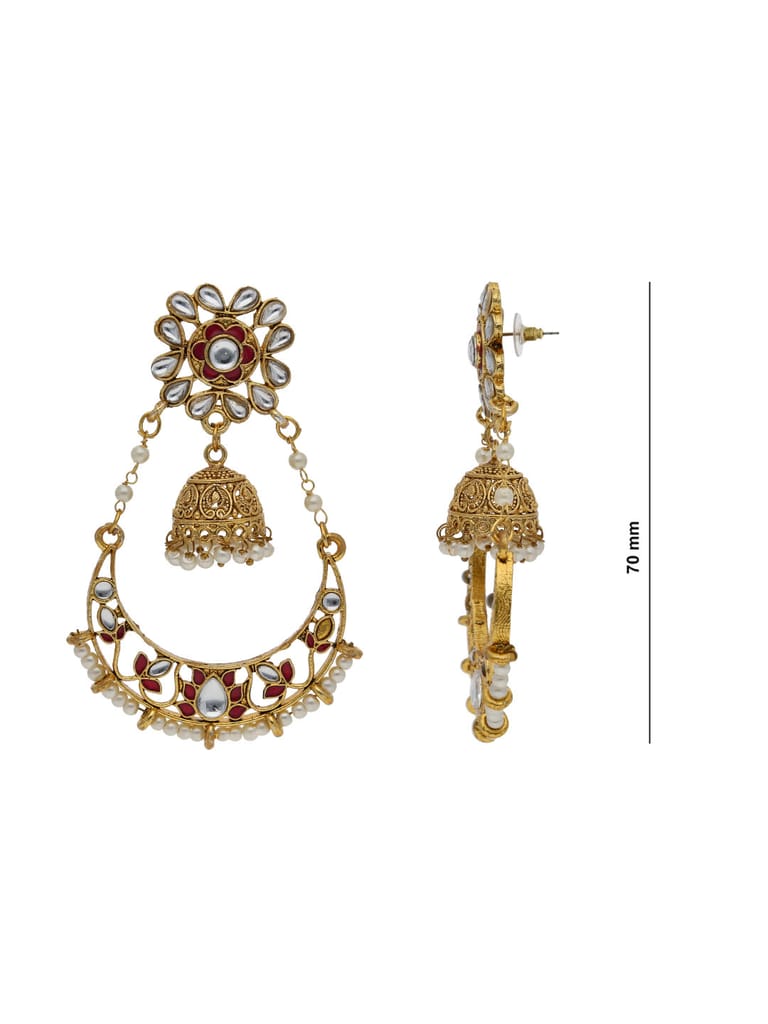 Traditional Long Earrings in Gold finish - 90237