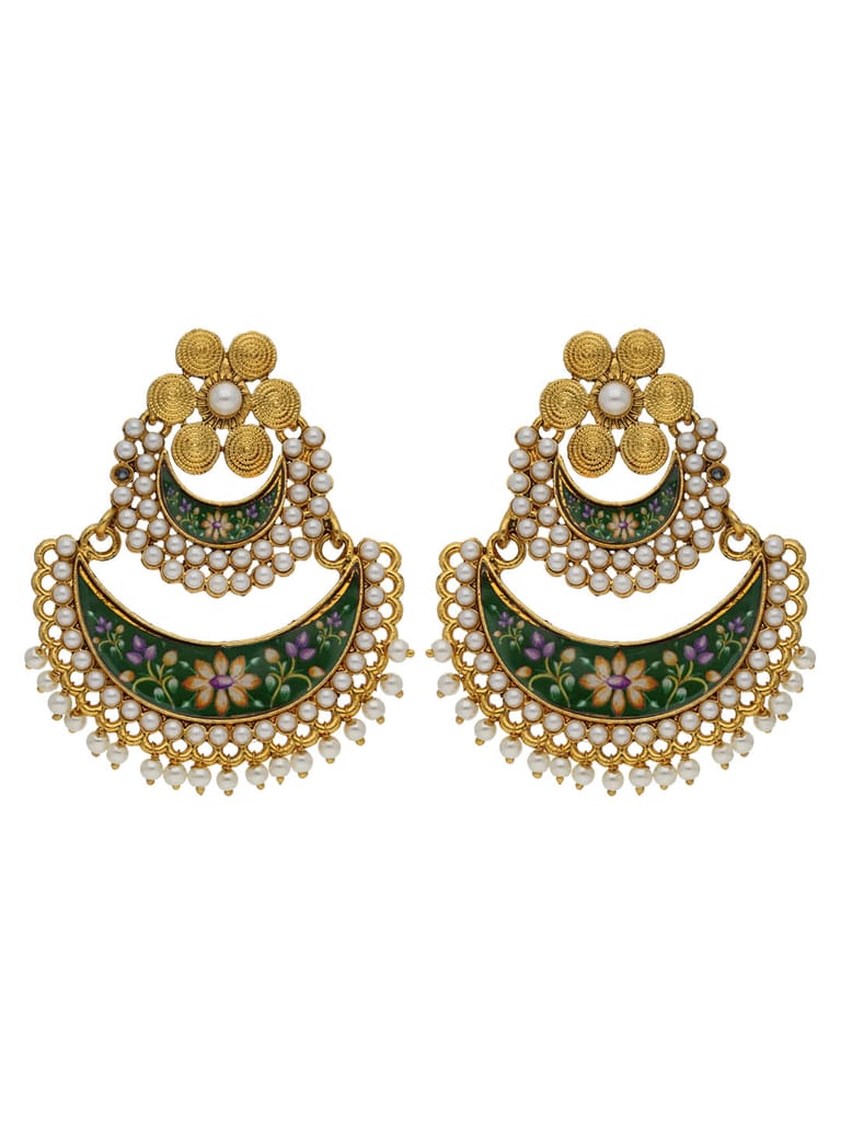 Traditional Chandbali Earrings in Gold finish - 90279