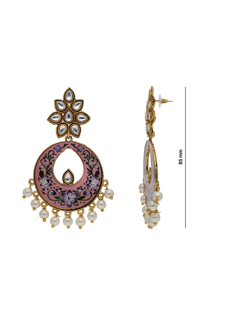Traditional Long Earrings in Gold finish - 90266
