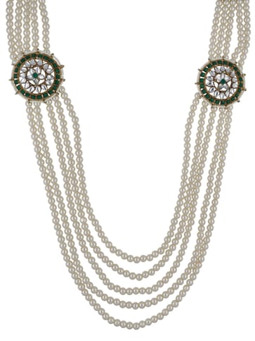 Pearls Long Necklace Set in Gold finish - SR1917