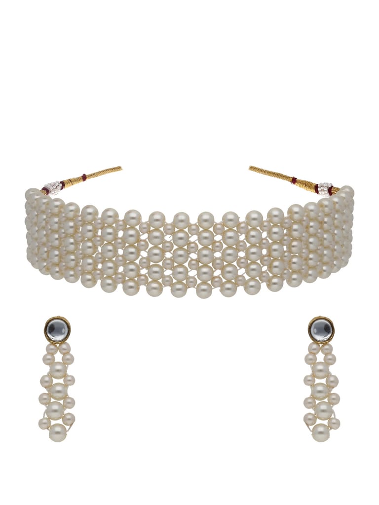 Pearls Choker Necklace Set in Gold finish - S1537