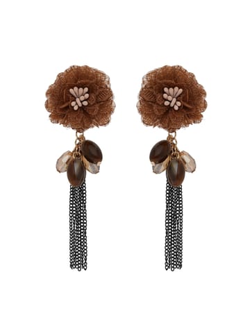 Floral Long Earrings in Gold finish - CNB26182