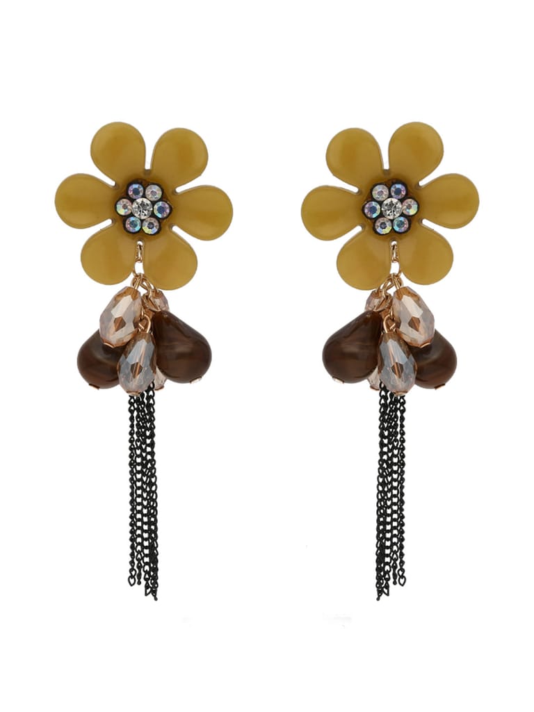 Floral Long Earrings in Gold finish - CNB26092