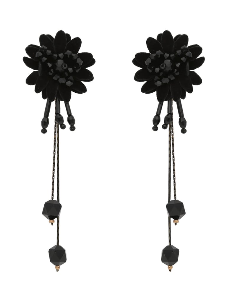 Floral Long Earrings in Gold finish - CNB26627