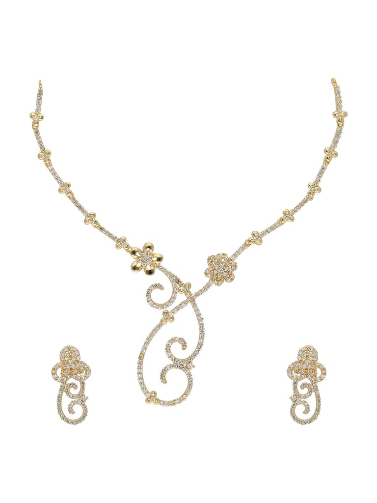 AD / CZ Necklace Set in Gold finish - ADN43