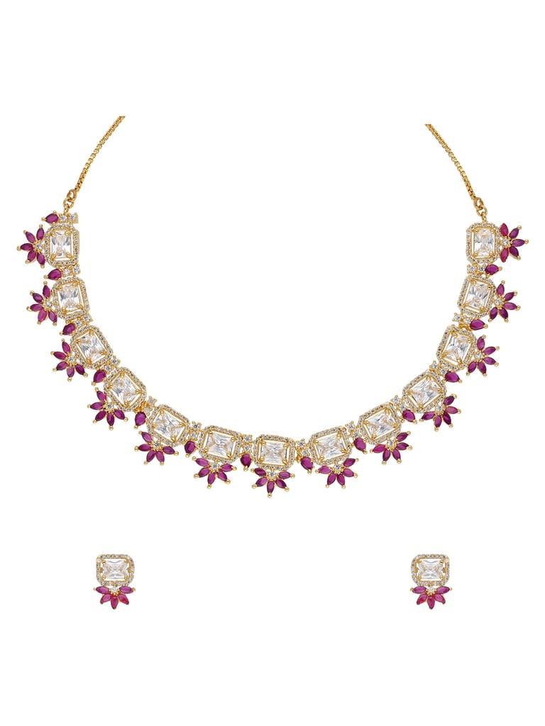 AD / CZ Necklace Set in Gold finish - ADN547