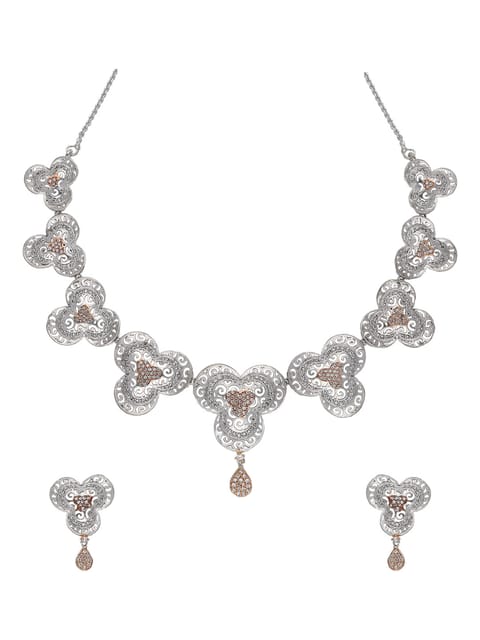 AD / CZ Necklace Set in Two Tone finish - ADN679