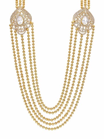 AD / CZ Long Necklace Set in Gold finish - SKH163