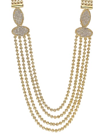 AD / CZ Long Necklace Set in Gold finish - SKH164