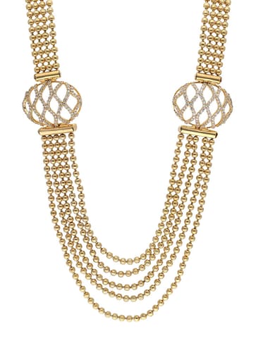 AD / CZ Long Necklace Set in Gold finish - SKH167