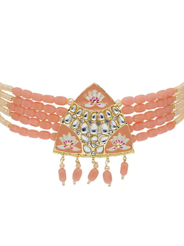 Meenakari Kundan Choker Necklace Set in Gold finish - PRT2627