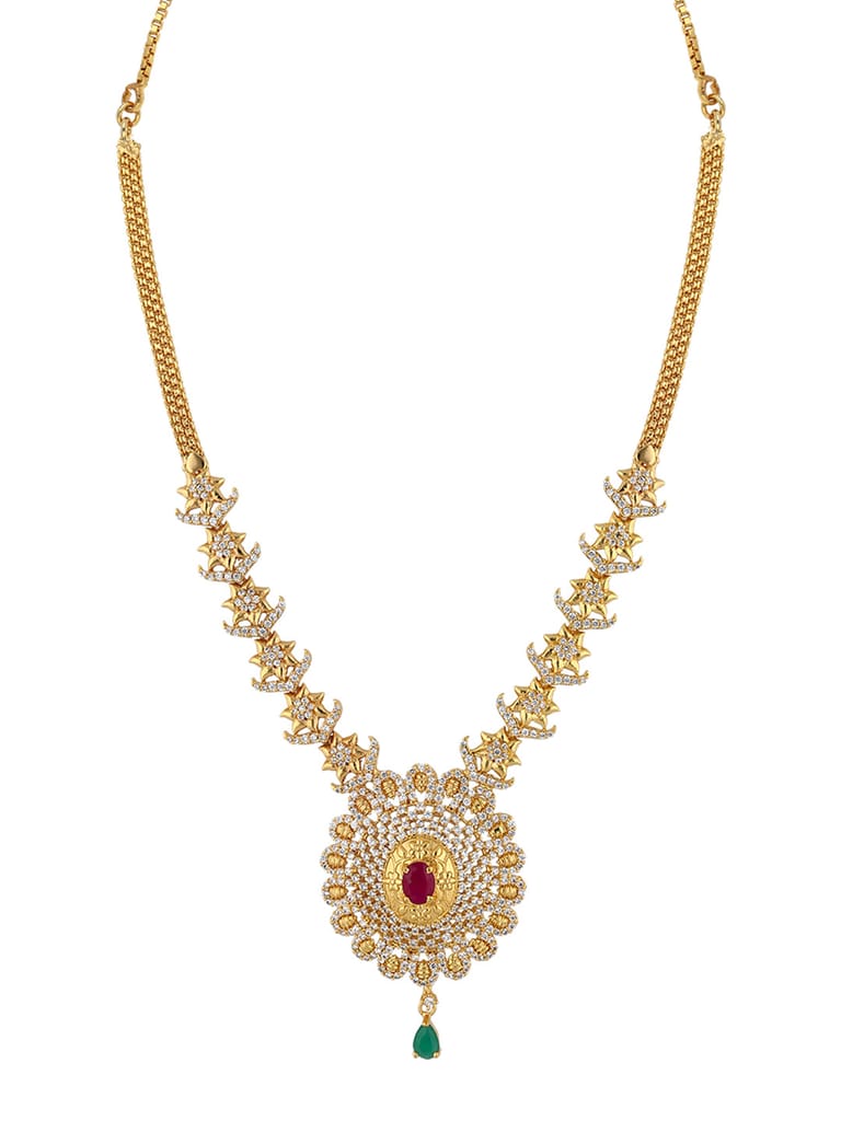 AD / CZ Necklace in Gold finish - SKH140