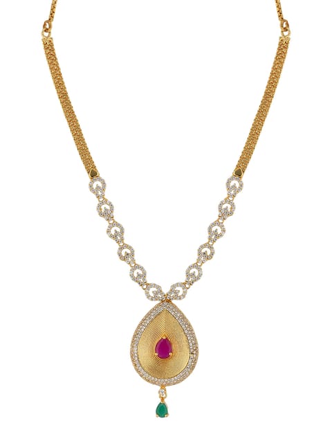 AD / CZ Necklace in Gold finish - SKH151