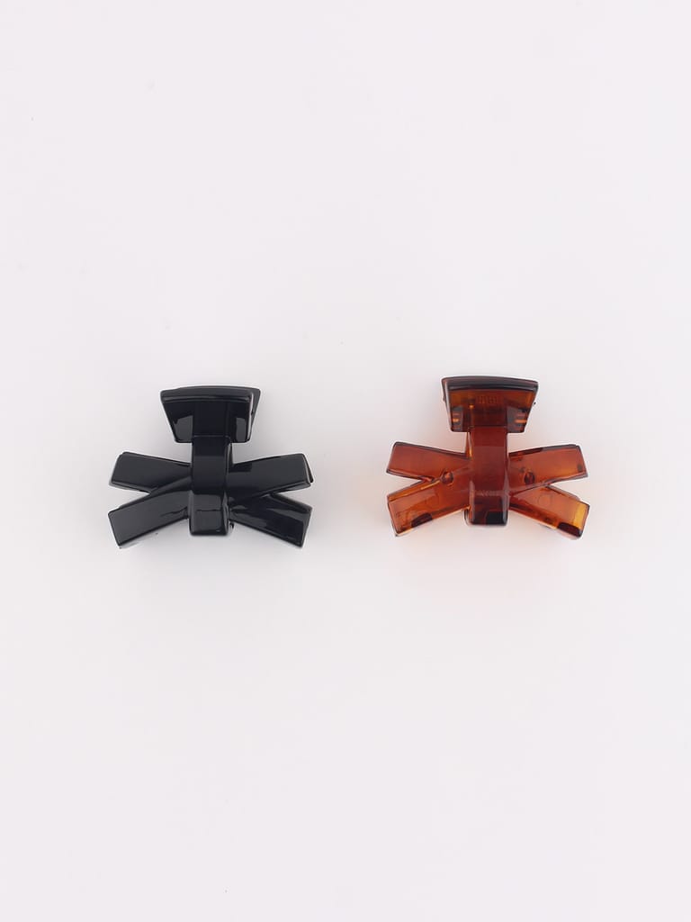 Plain Butterfly Clip in Black & Shell color - AS9215A