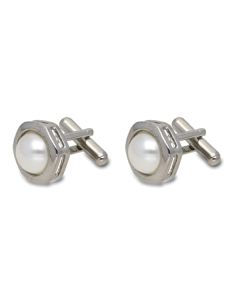 Cufflinks in White color and Rhodium finish - STY