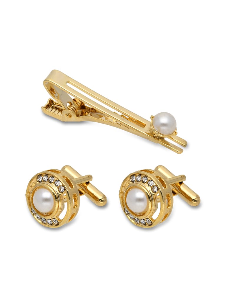 Cufflinks with Tie Clip in Gold finish - STY