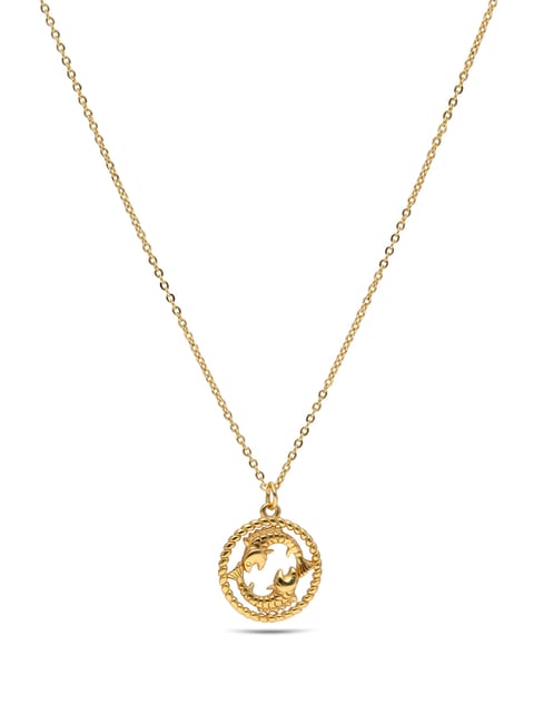 Pisces Zodiac Sign Pendant with Chain in Gold finish - CNB27831