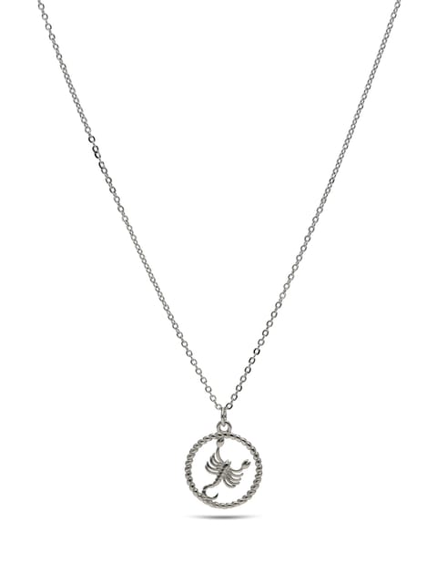 Scorpio Zodiac Sign Pendant with Chain in Rhodium finish - CNB27836