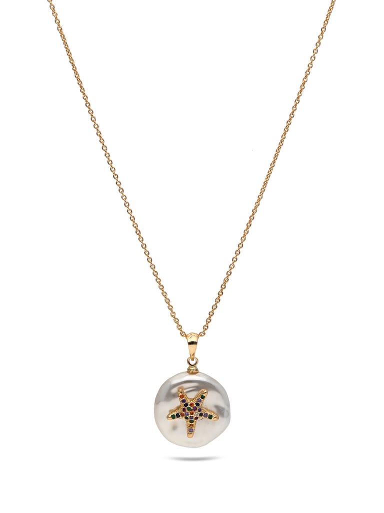 AD / CZ Pendant with Chain in Gold finish - CNB27861