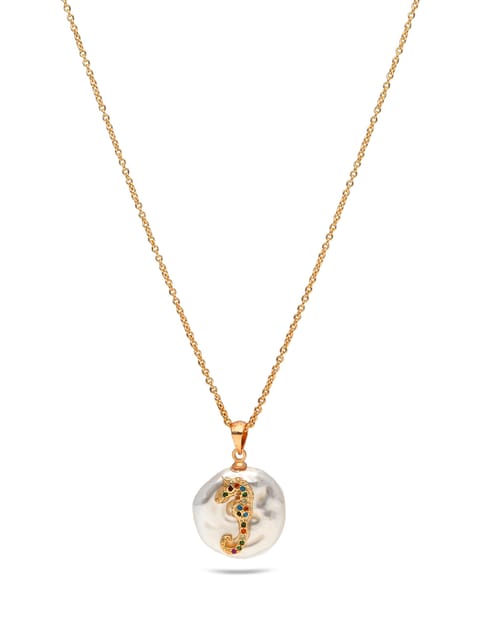 AD / CZ Pendant with Chain in Gold finish - CNB27864