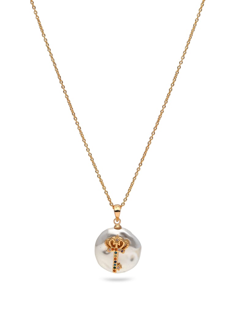 AD / CZ Pendant with Chain in Gold finish - CNB27865