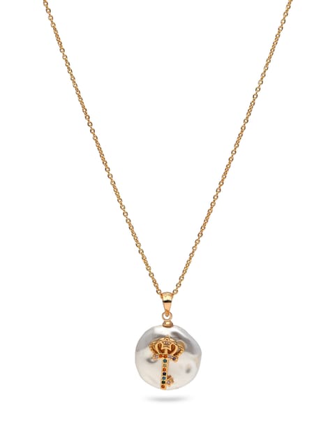 AD / CZ Pendant with Chain in Gold finish - CNB27865