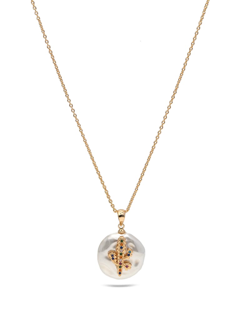 AD / CZ Pendant with Chain in Gold finish - CNB27863