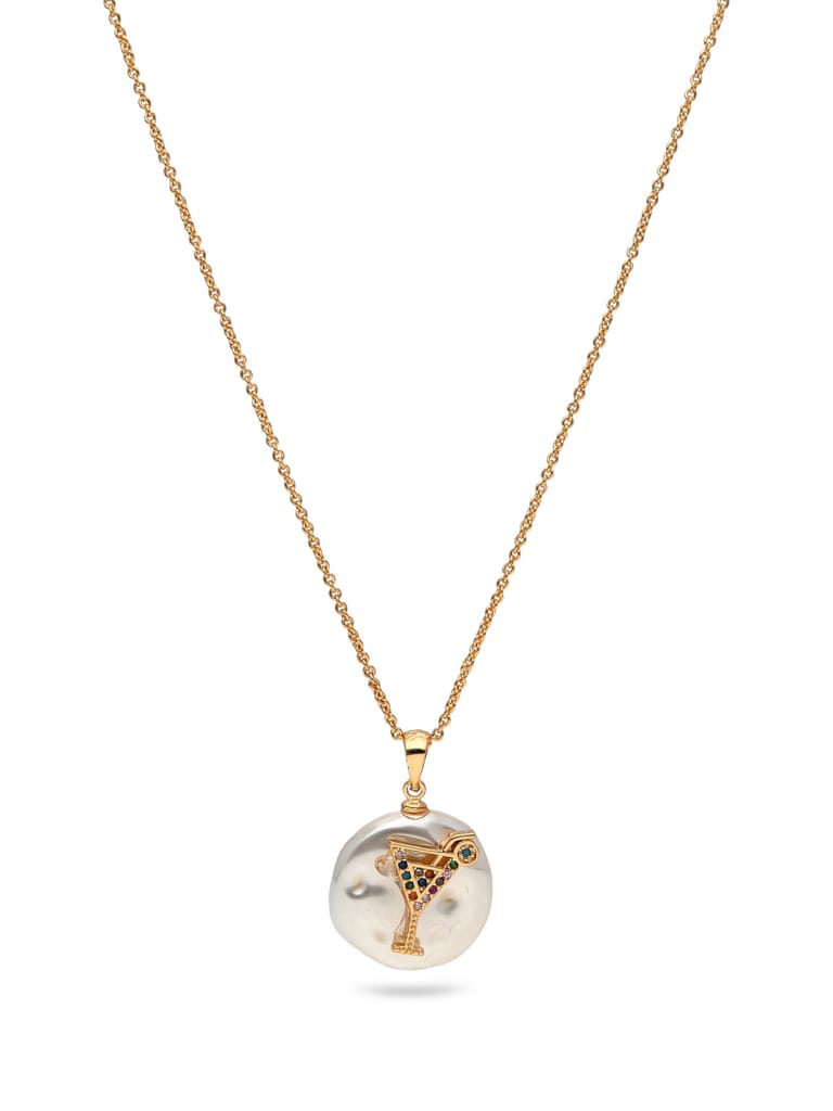 AD / CZ Pendant with Chain in Gold finish - CNB27867