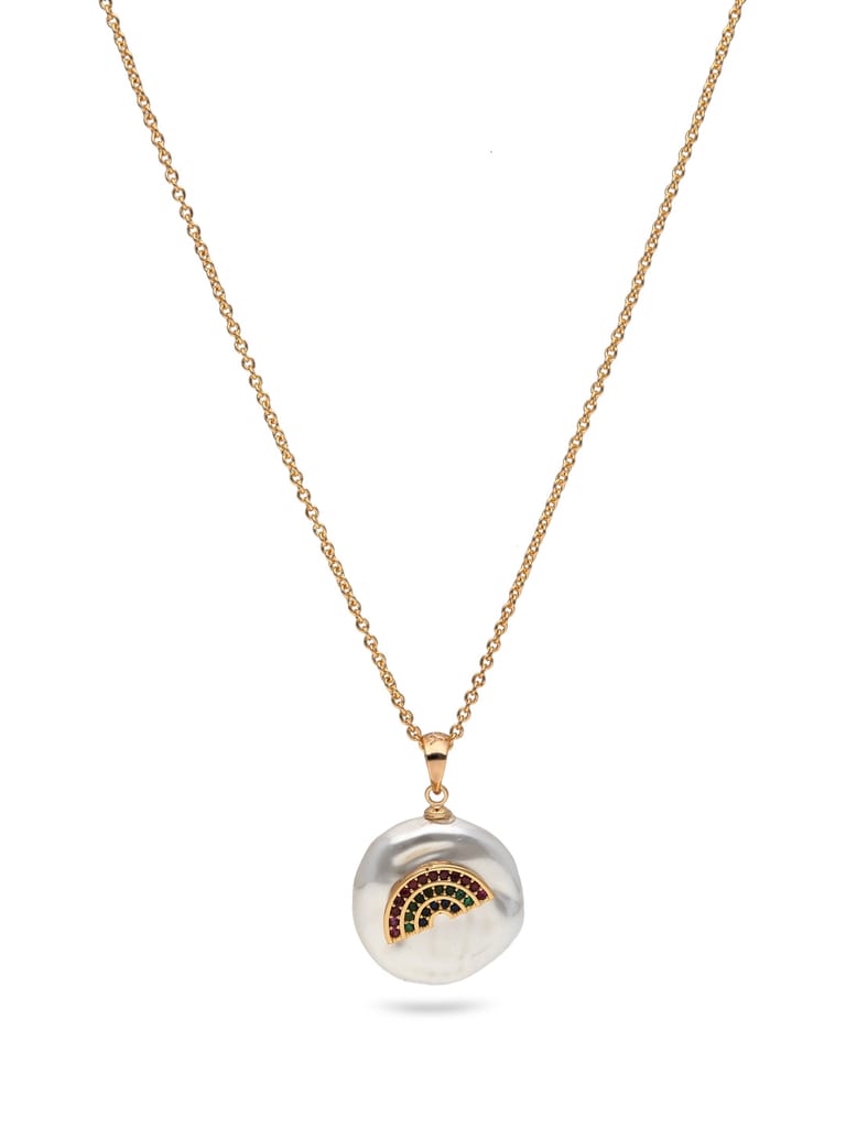 AD / CZ Pendant with Chain in Gold finish - CNB27866